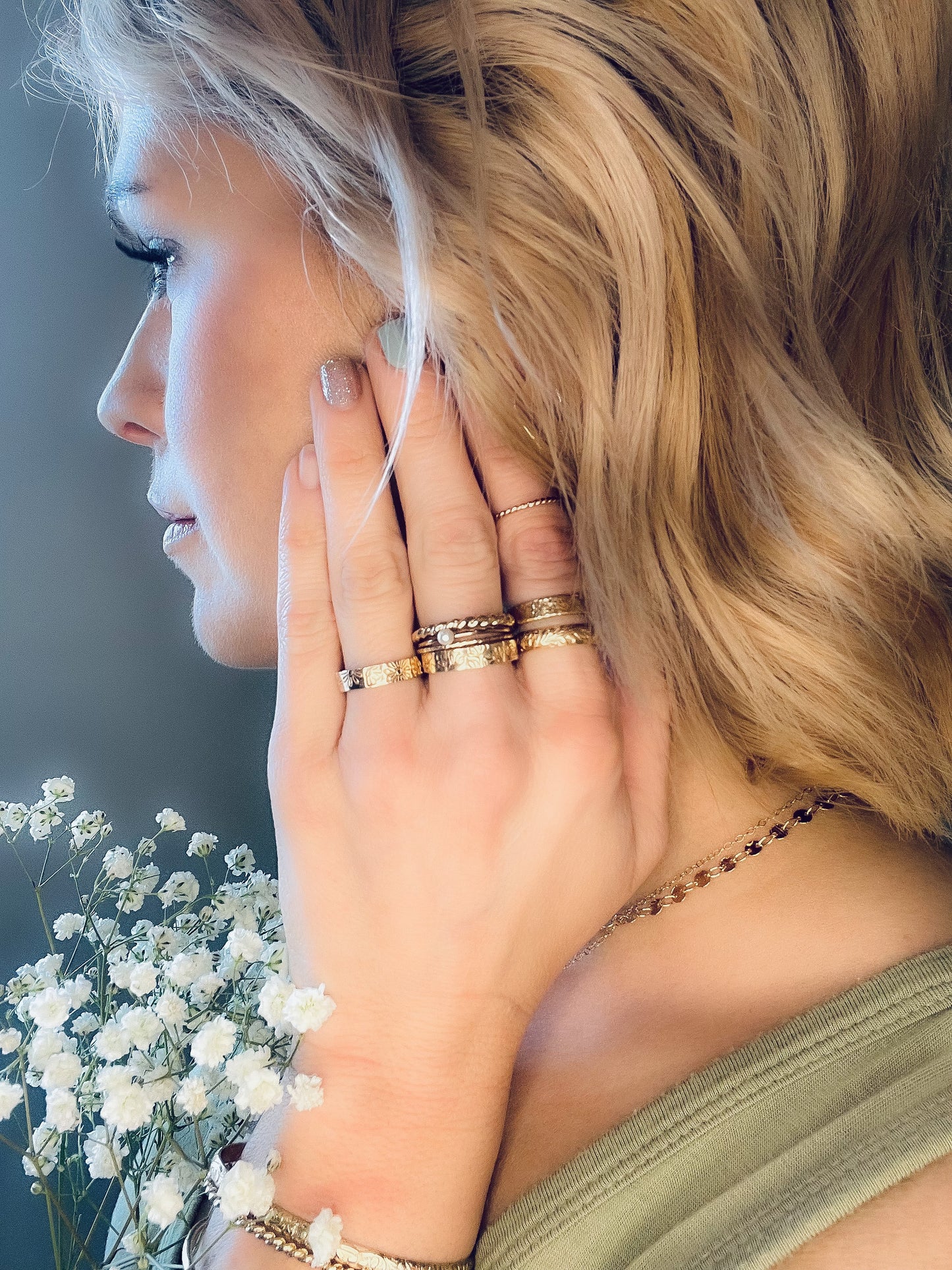 Halo Textured Gold Ring