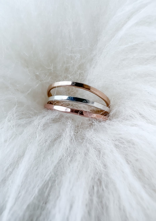 Barely There Classic Hammered Stack Ring