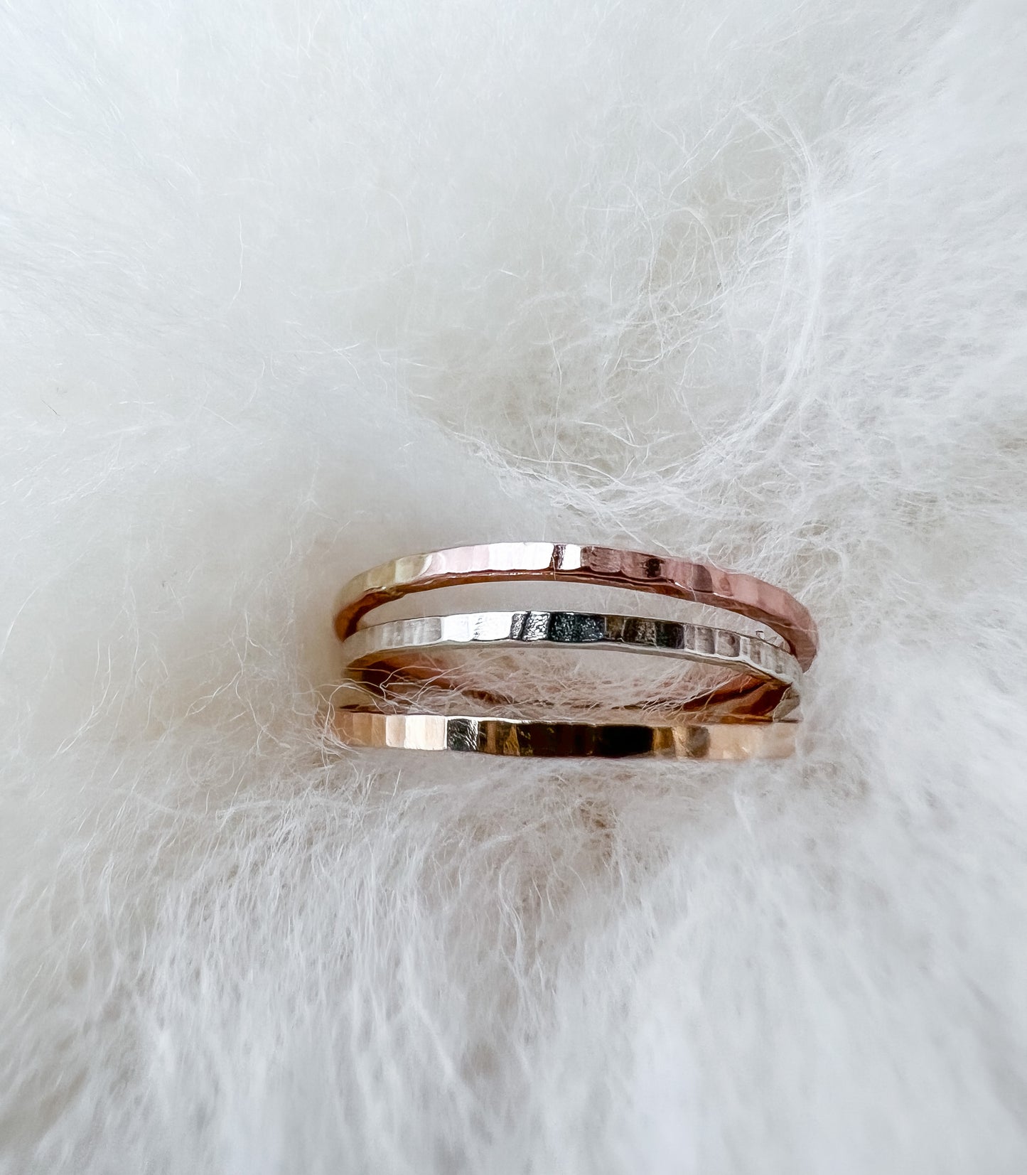 Barely There Square Hammered Stack Ring