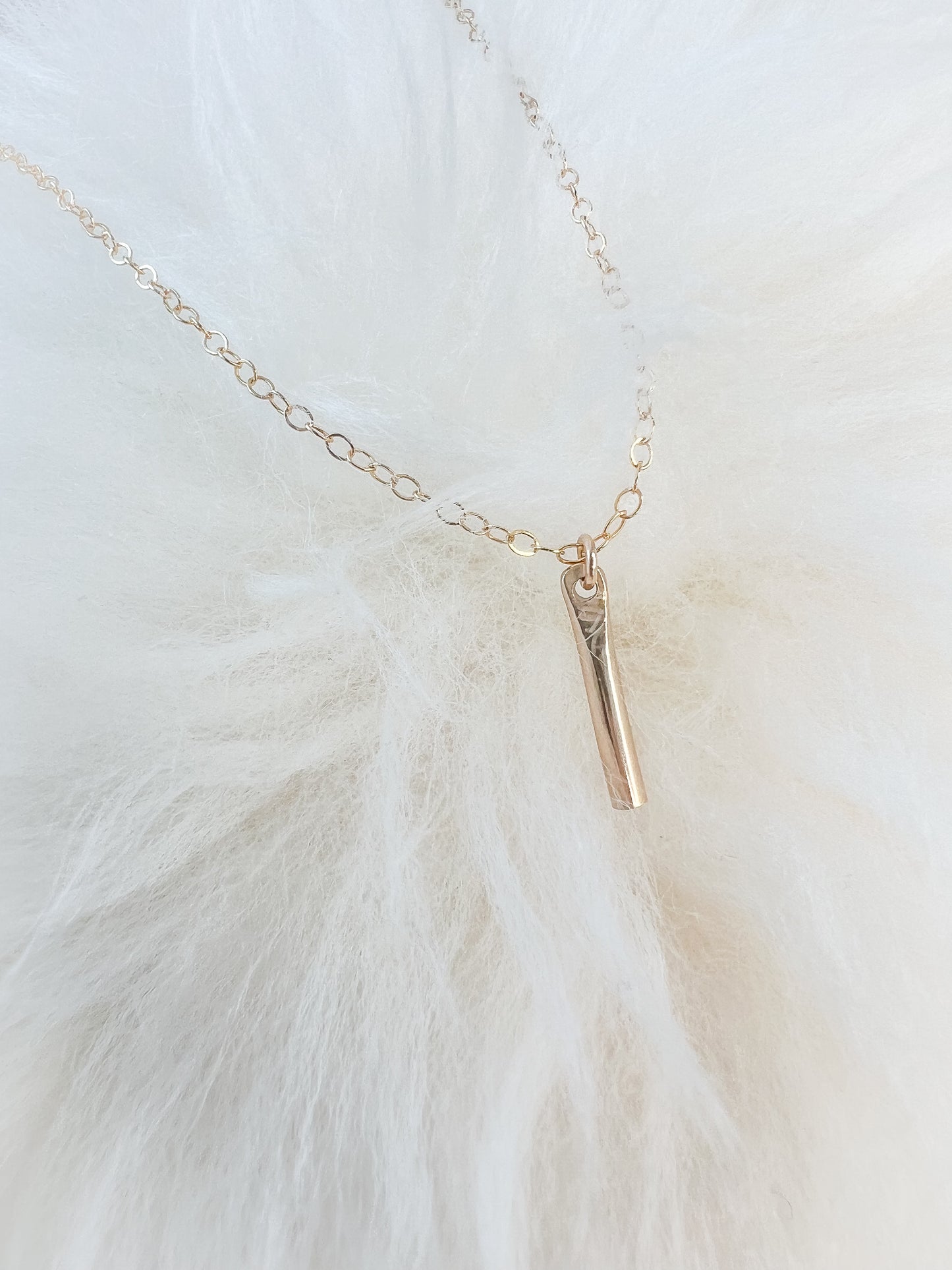 Minimalist handmade gold vertical bar necklace - Initial Love Jewelry