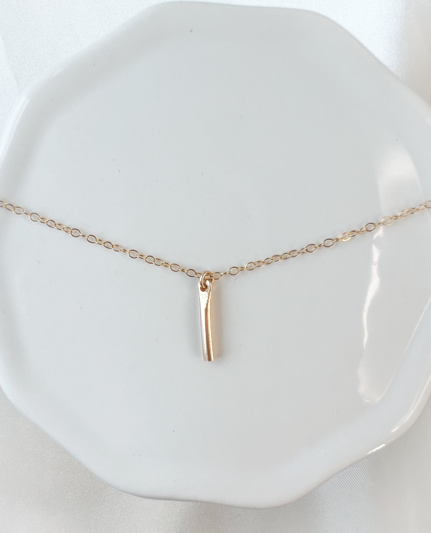 Minimalist handmade gold vertical bar necklace - Initial Love Jewelry