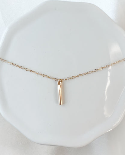 Minimalist handmade gold vertical bar necklace - Initial Love Jewelry