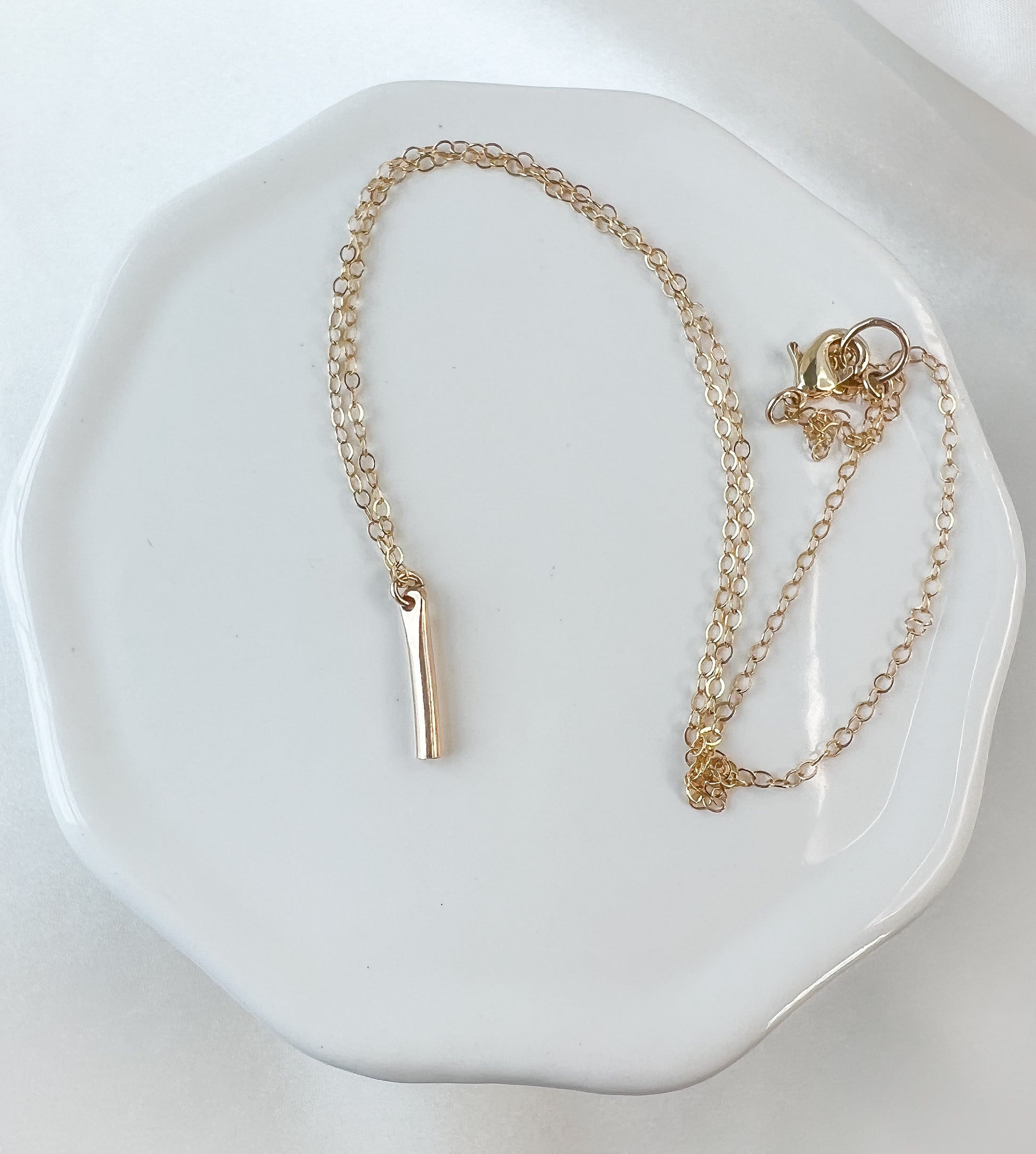 Minimalist handmade gold vertical bar necklace - Initial Love Jewelry