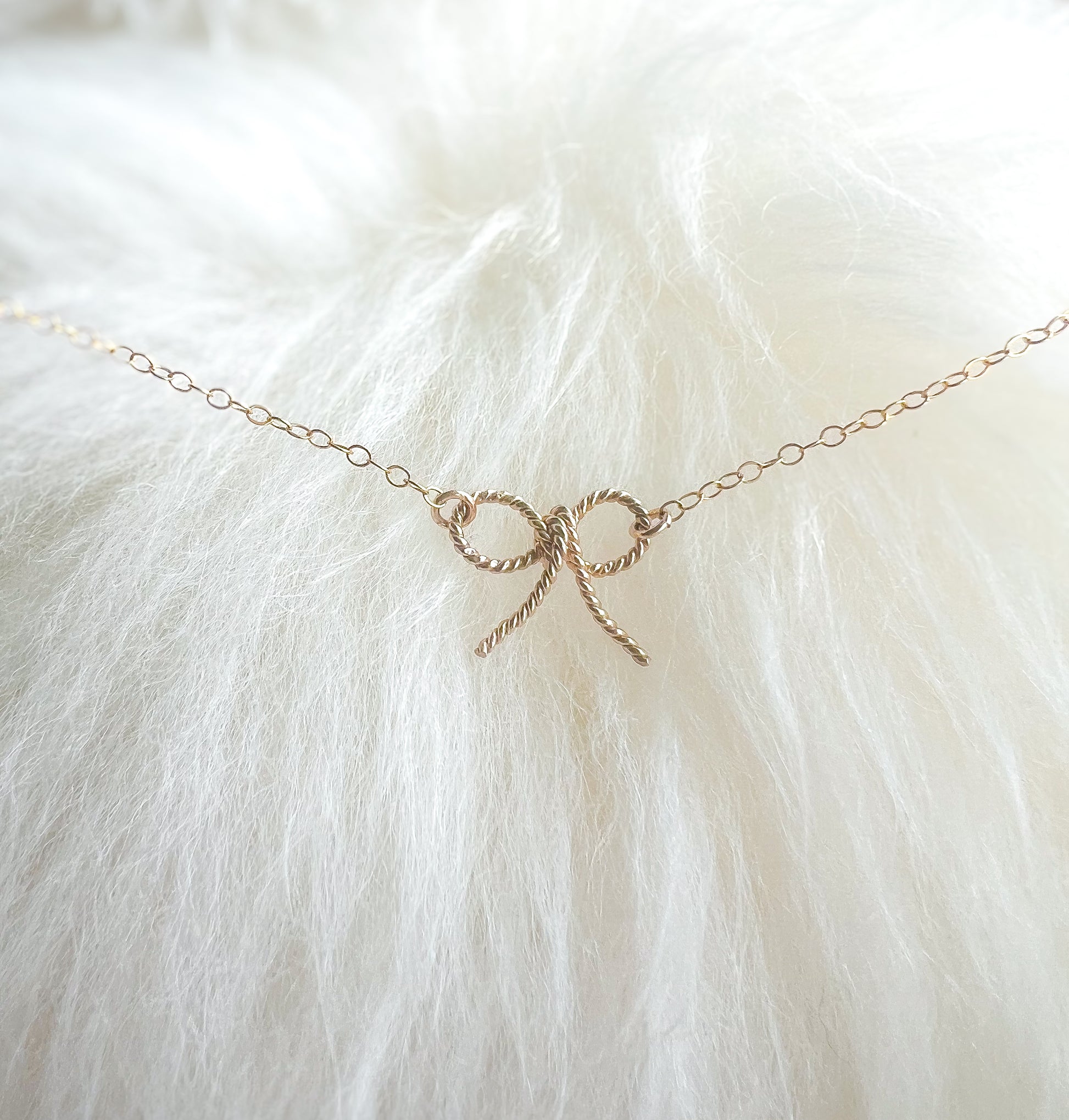 Dainty Twisted Bow Tie Necklace- Initial Love Jewelry