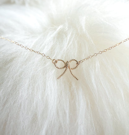 Dainty Twisted Bow Tie Necklace- Initial Love Jewelry