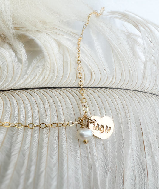 Symbolic Gold Heart Mother's Necklace - Initial Love Jewelry