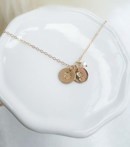 Birth Flower Mothers Initial Necklace