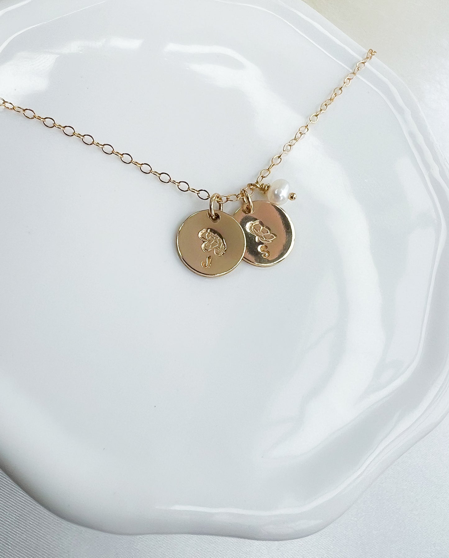 Birth Flower Mothers Initial Necklace