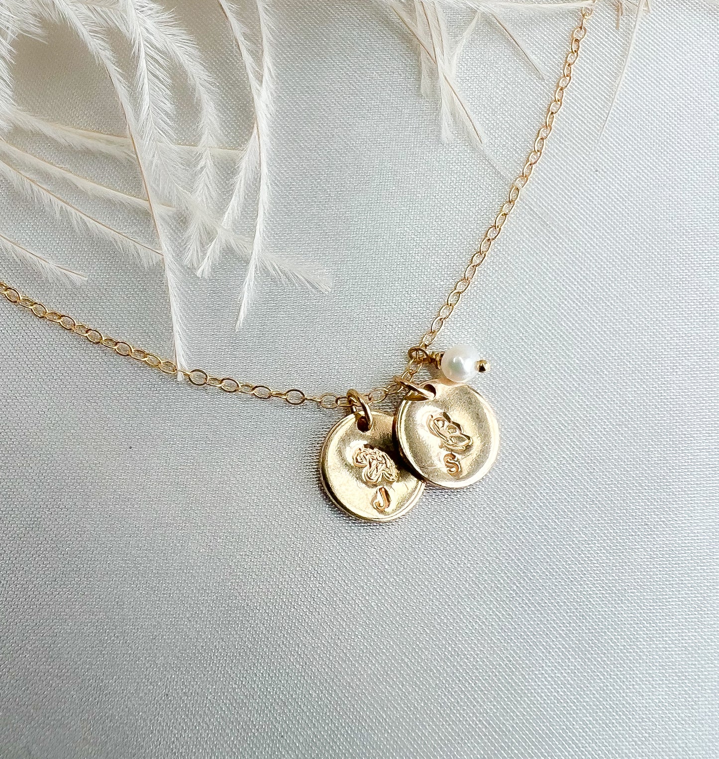 Birth Flower Mothers Initial Necklace