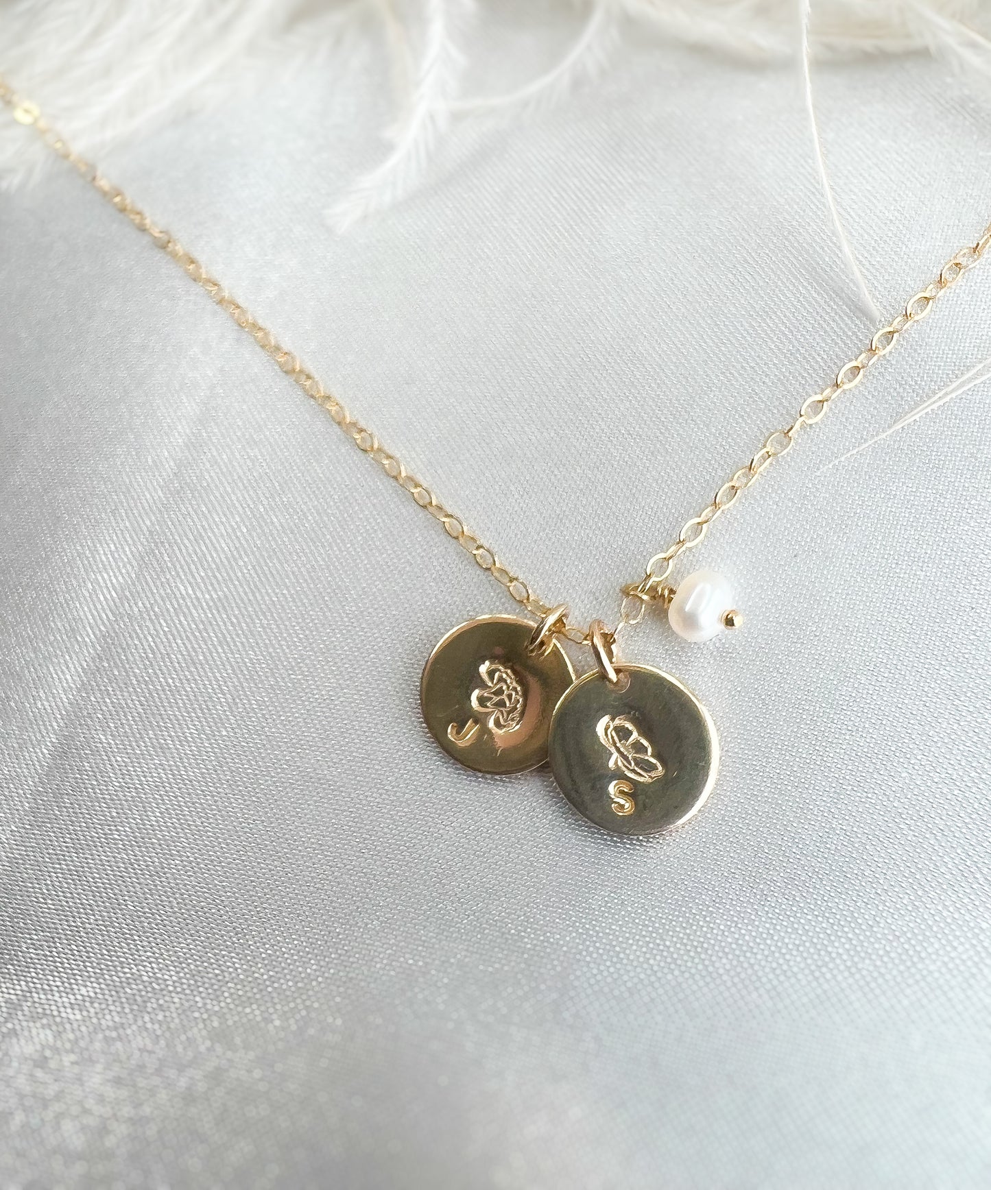 Birth Flower Mothers Initial Necklace