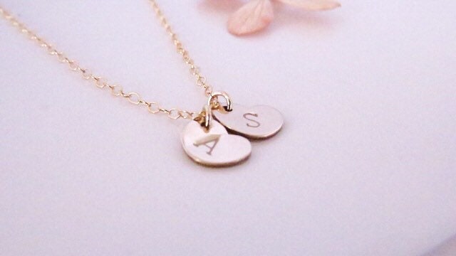 Tiny Initial Heart Necklace