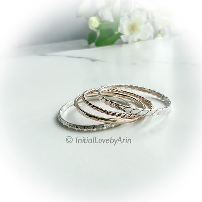 Sterling Silver and Gold Stackable Ring Set