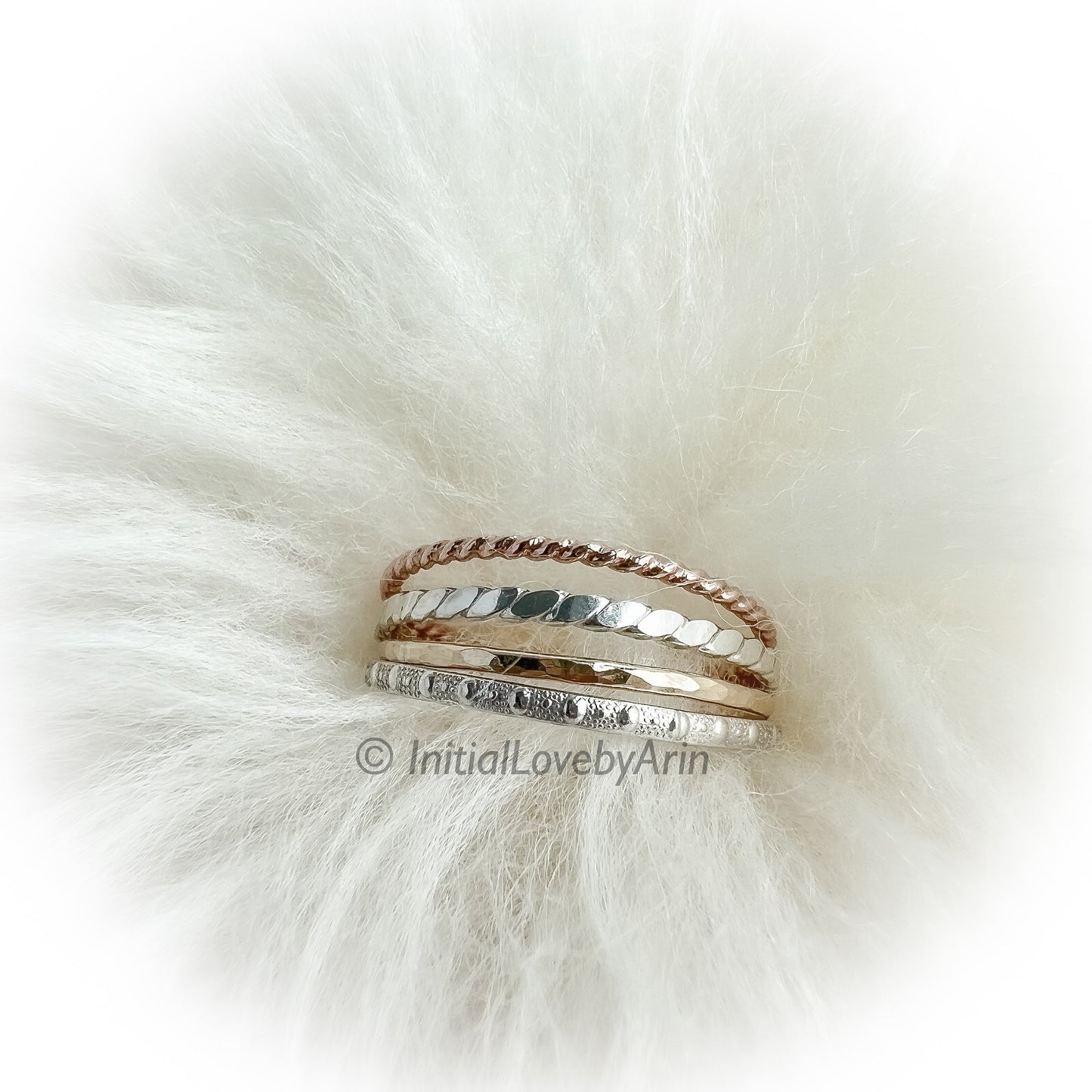 Sterling Silver and Gold Stackable Ring Set