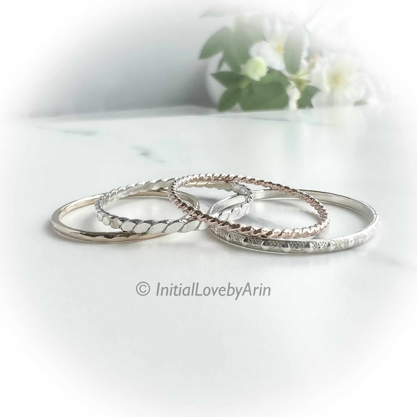 Sterling Silver and Gold Stackable Ring Set