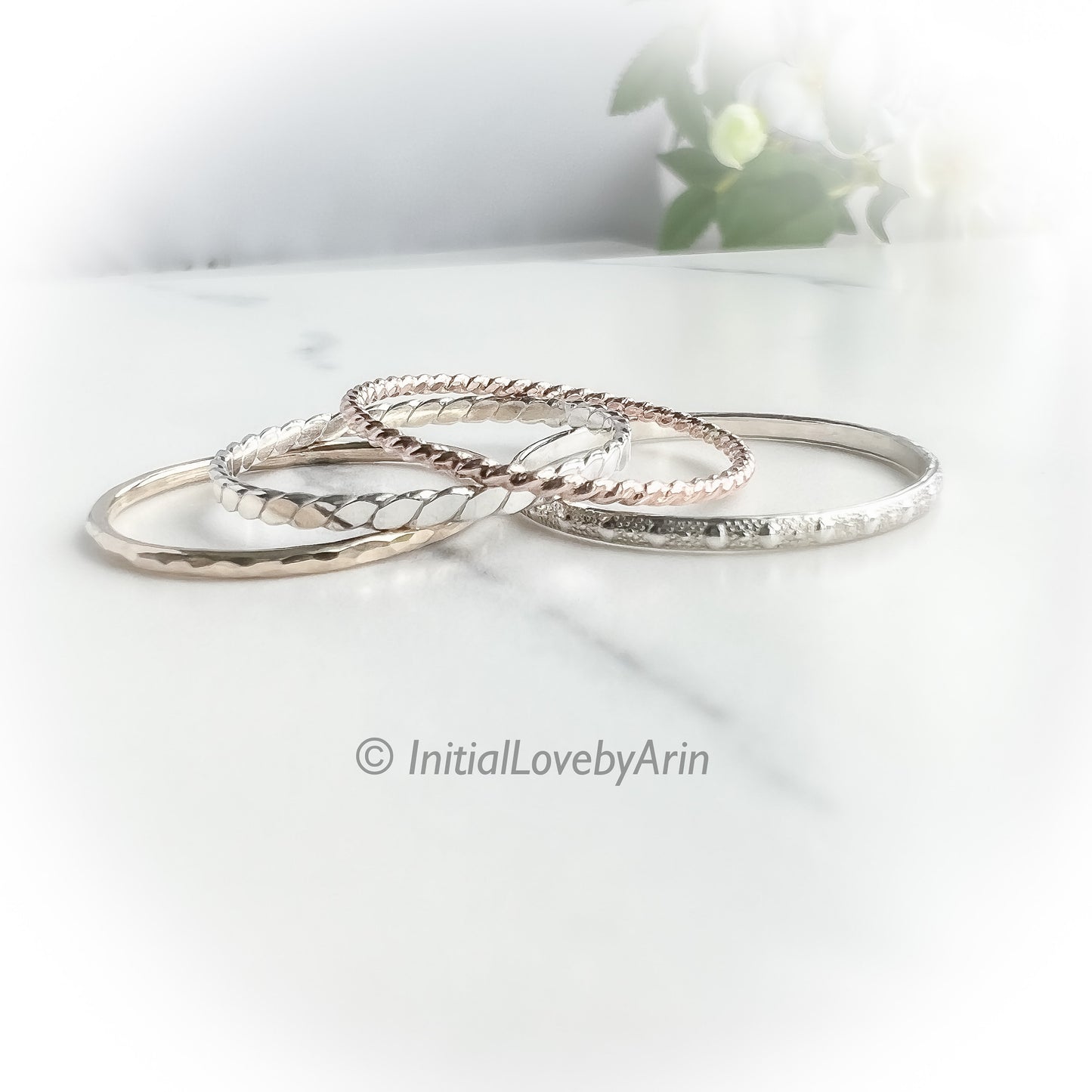 Sterling Silver and Gold Stackable Ring Set